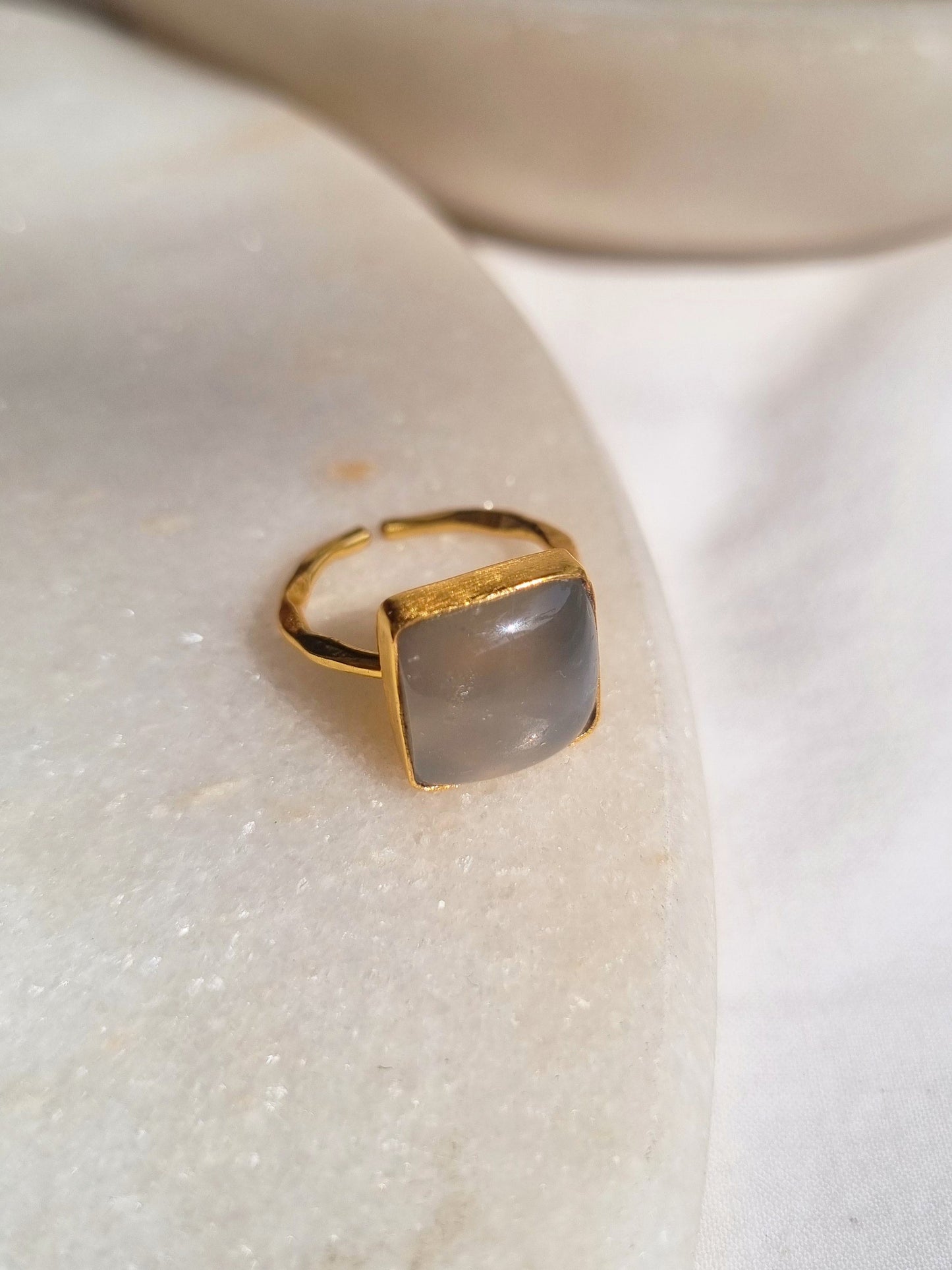 vasa - Grey Moonstone Helix Ring