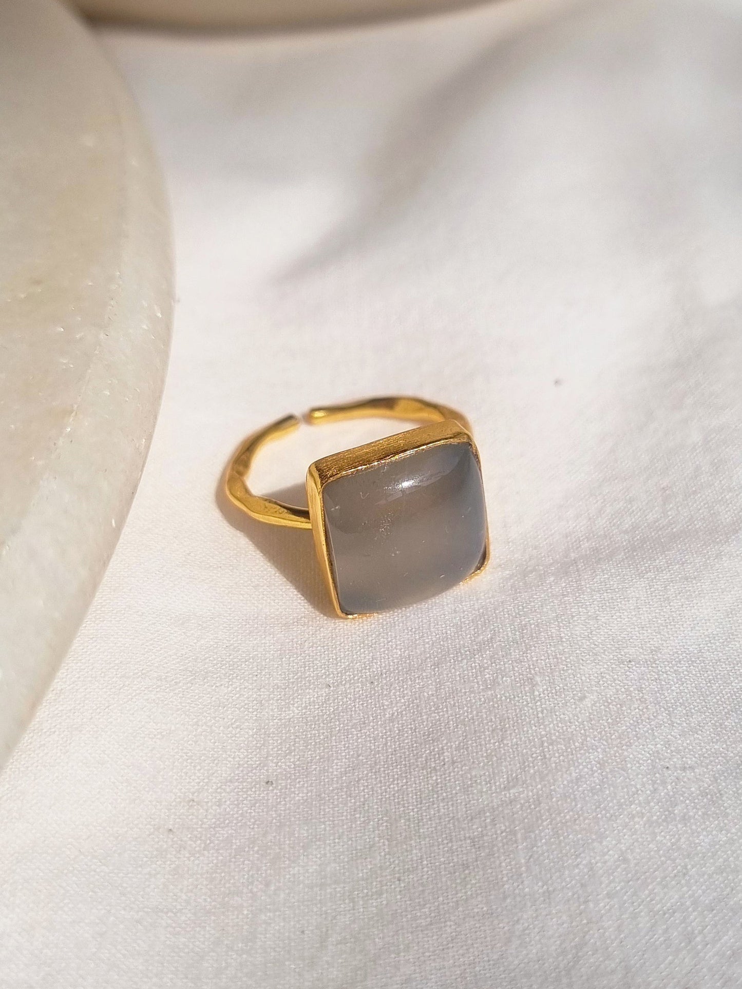 vasa - Grey Moonstone Helix Ring