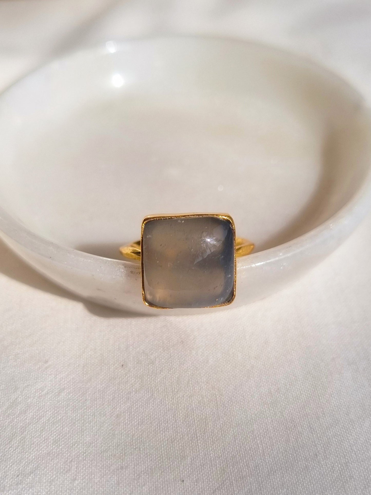 vasa - Grey Moonstone Helix Ring