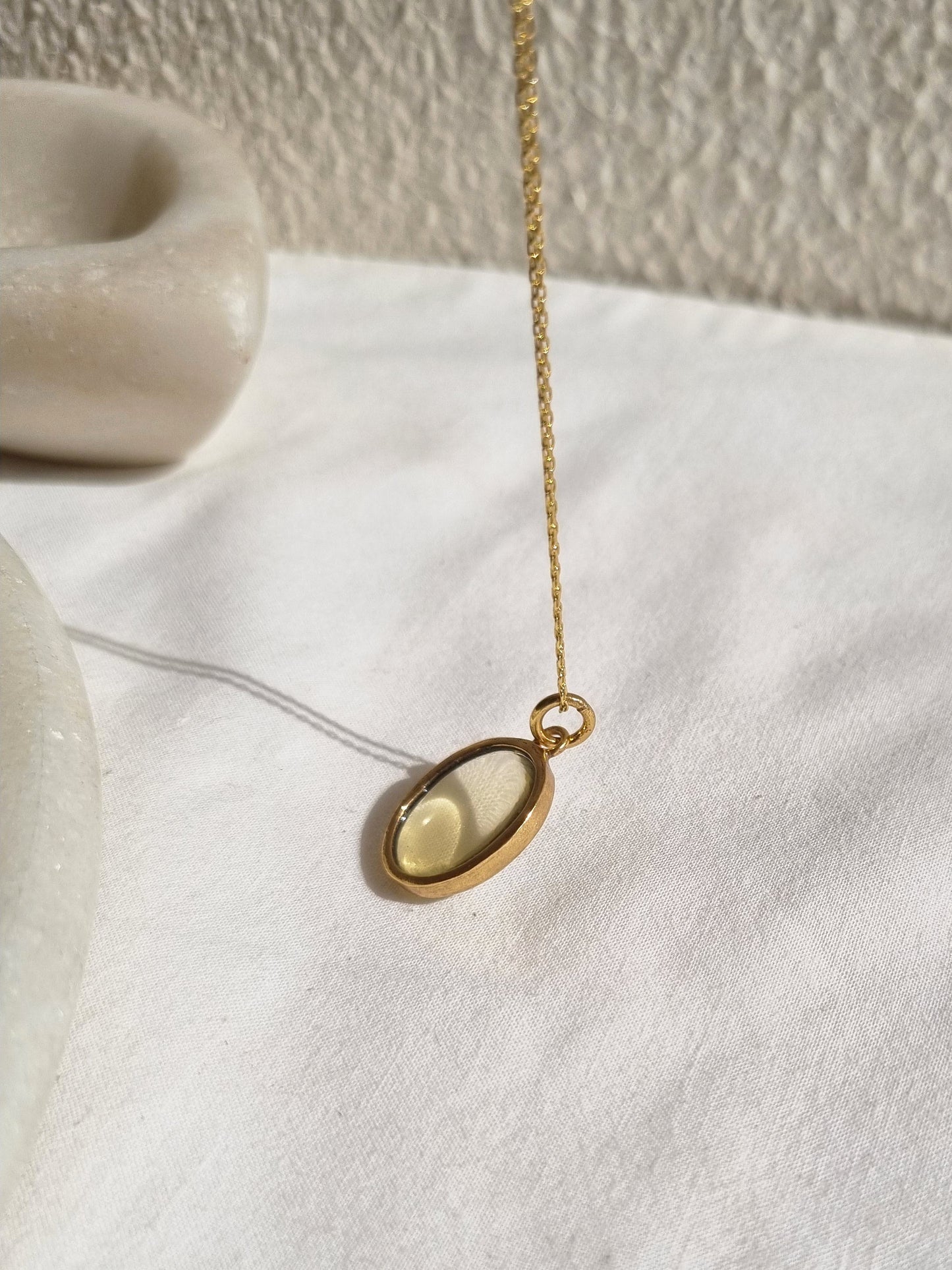 vana - Lemon Quartz Oval Pendant