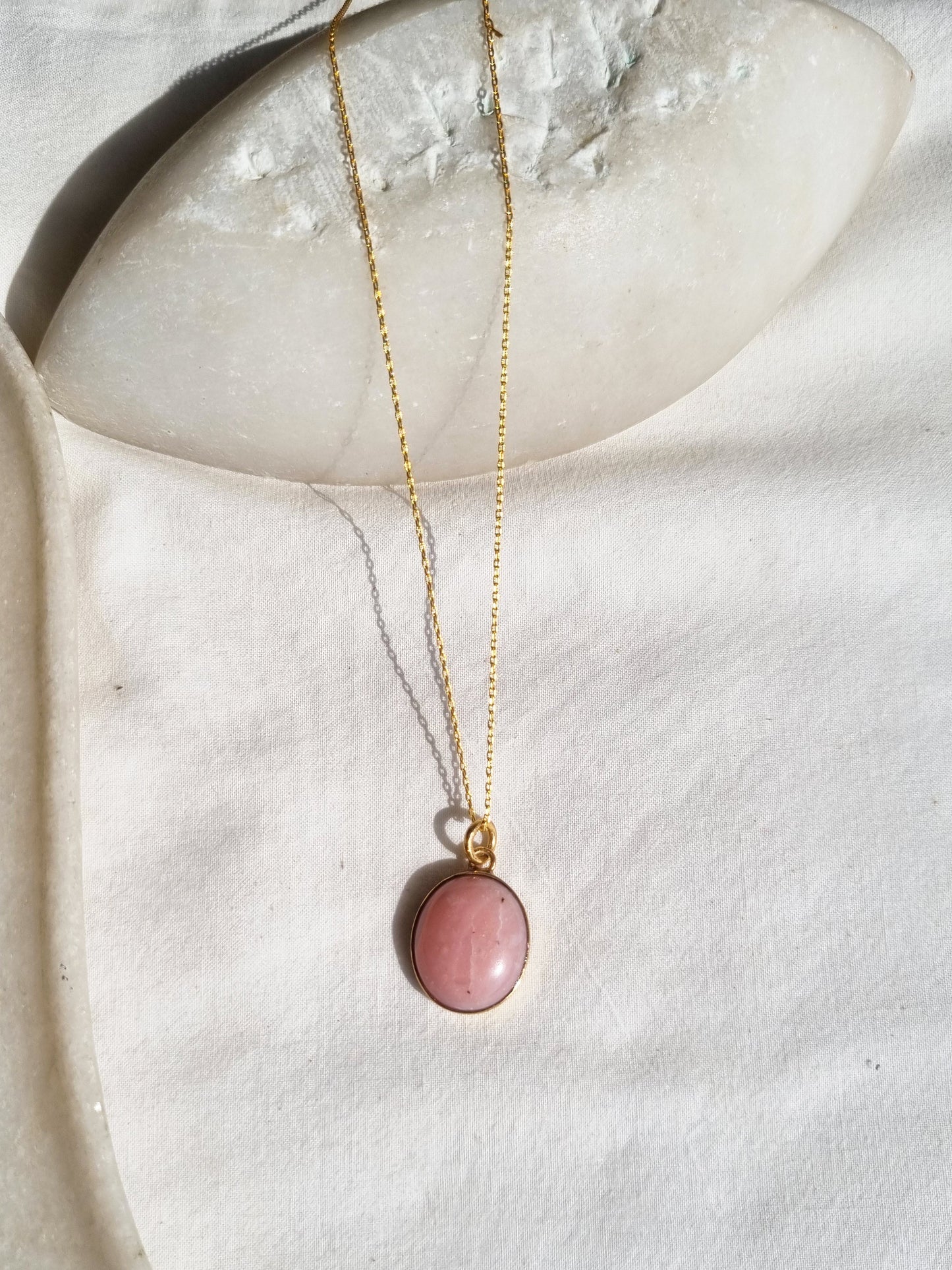 vana - Pink Opal Oval Pendant