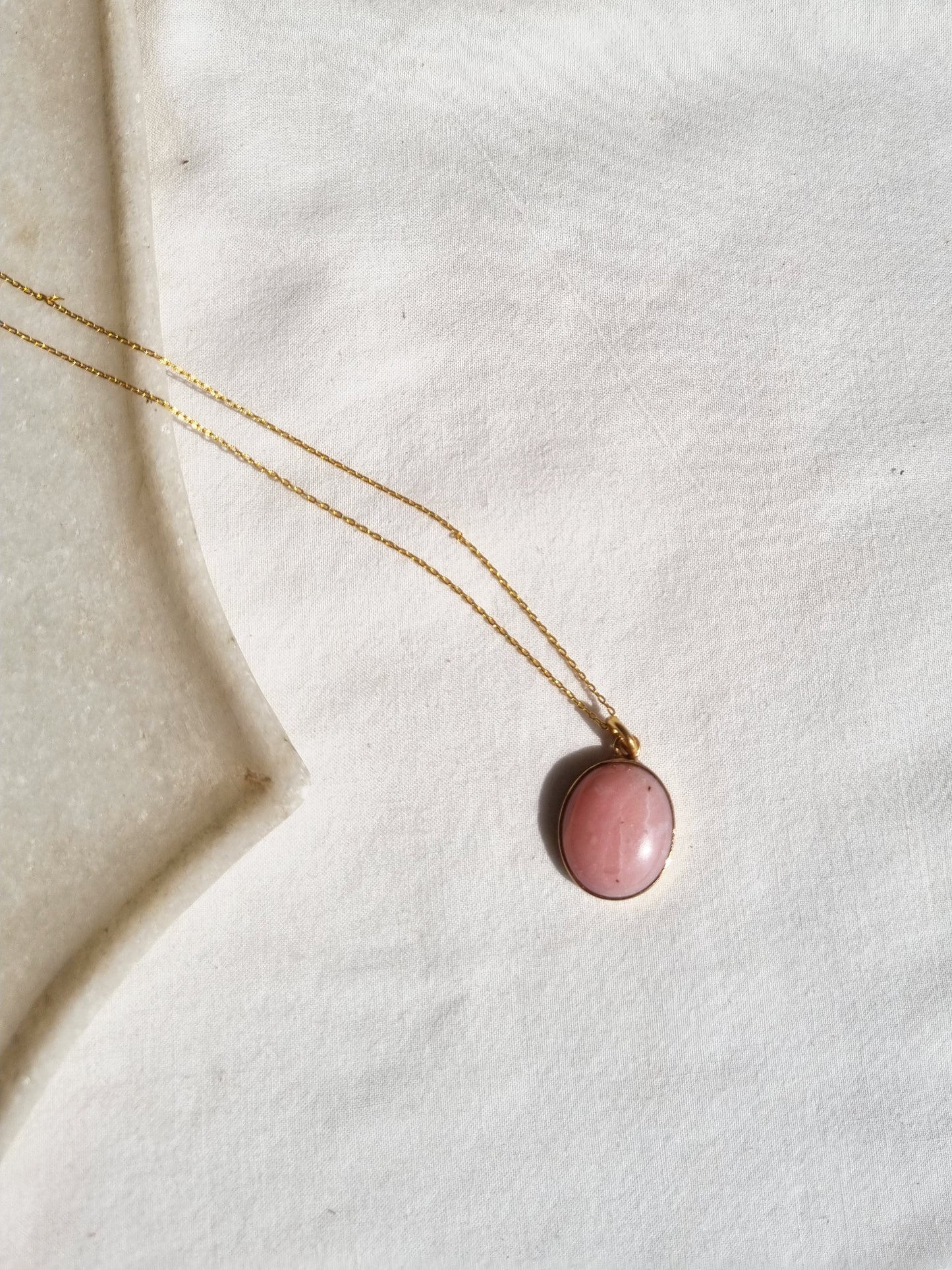 vana - Pink Opal Oval Pendant