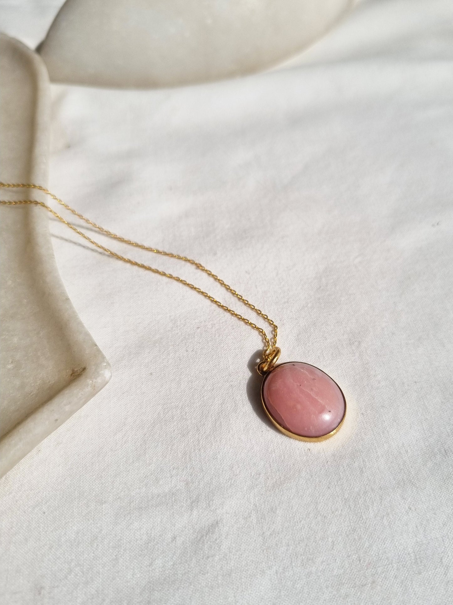 vana - Pink Opal Oval Pendant