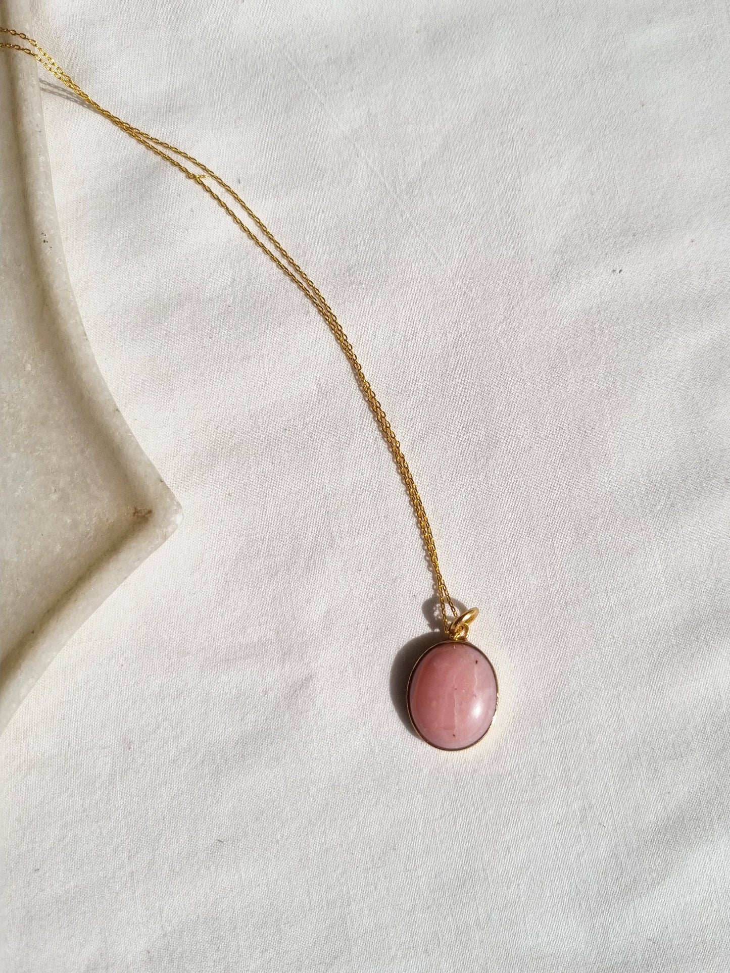 vana - Pink Opal Oval Pendant