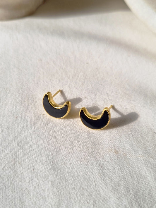 araya - Black Onyx Luna Studs