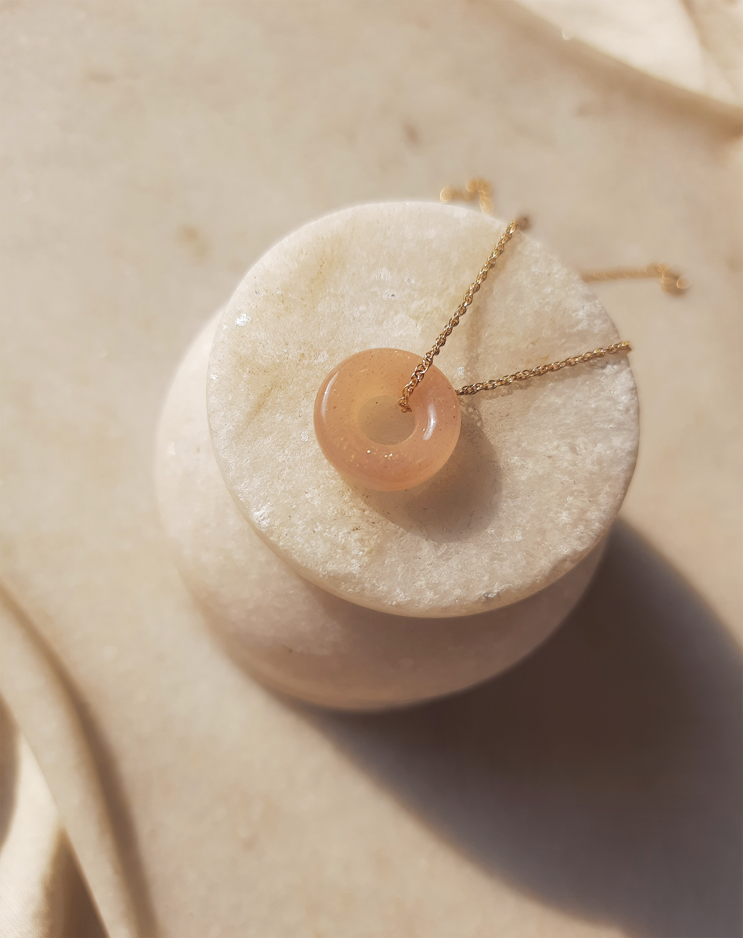 svan - Peach Moonstone Donut Pendant