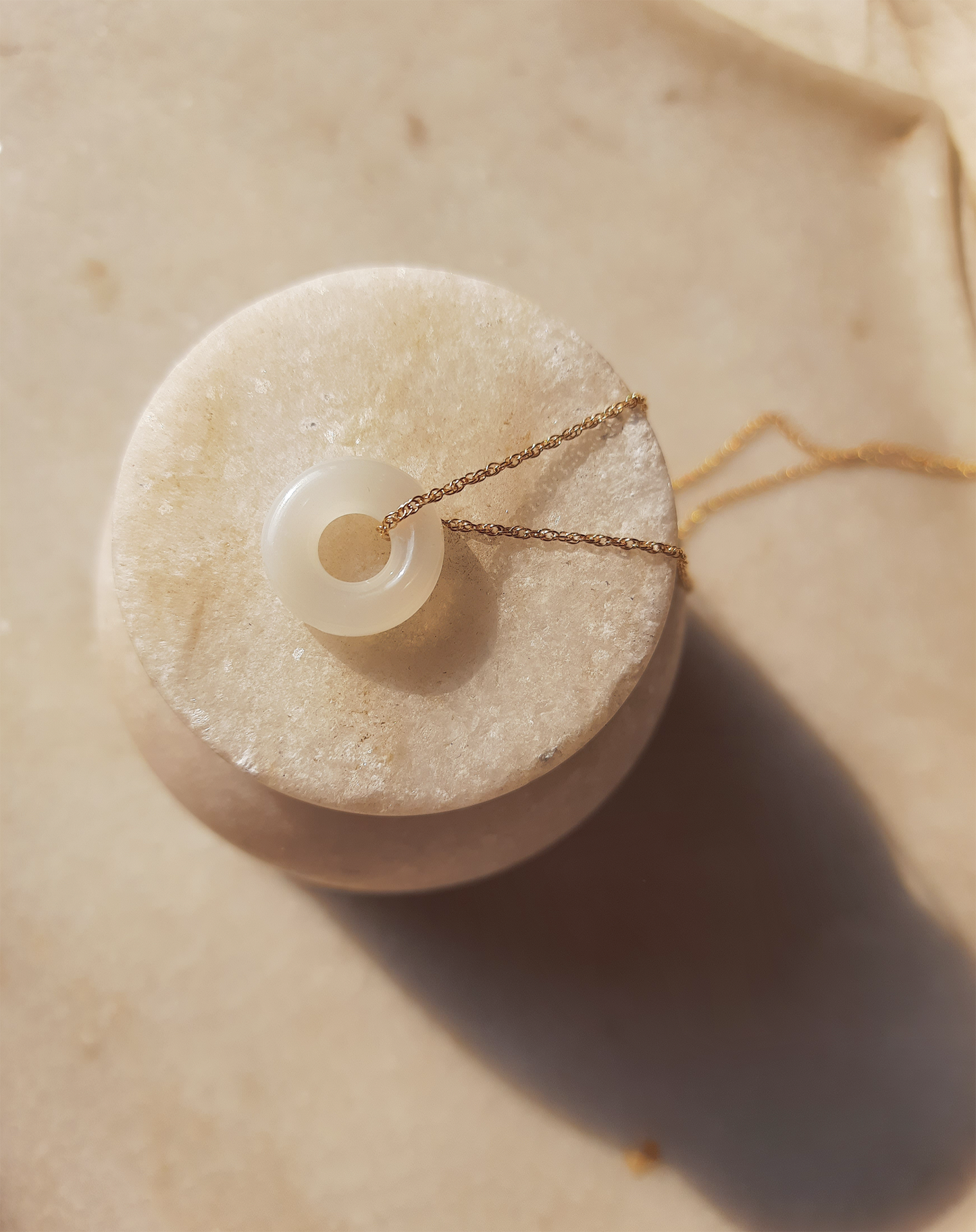 svan - White Moonstone Donut Pendant