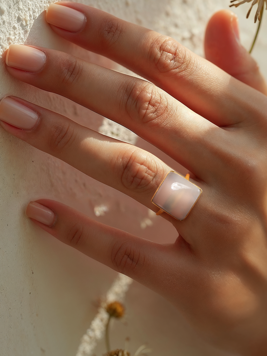 vasa - White Moonstone Helix Ring