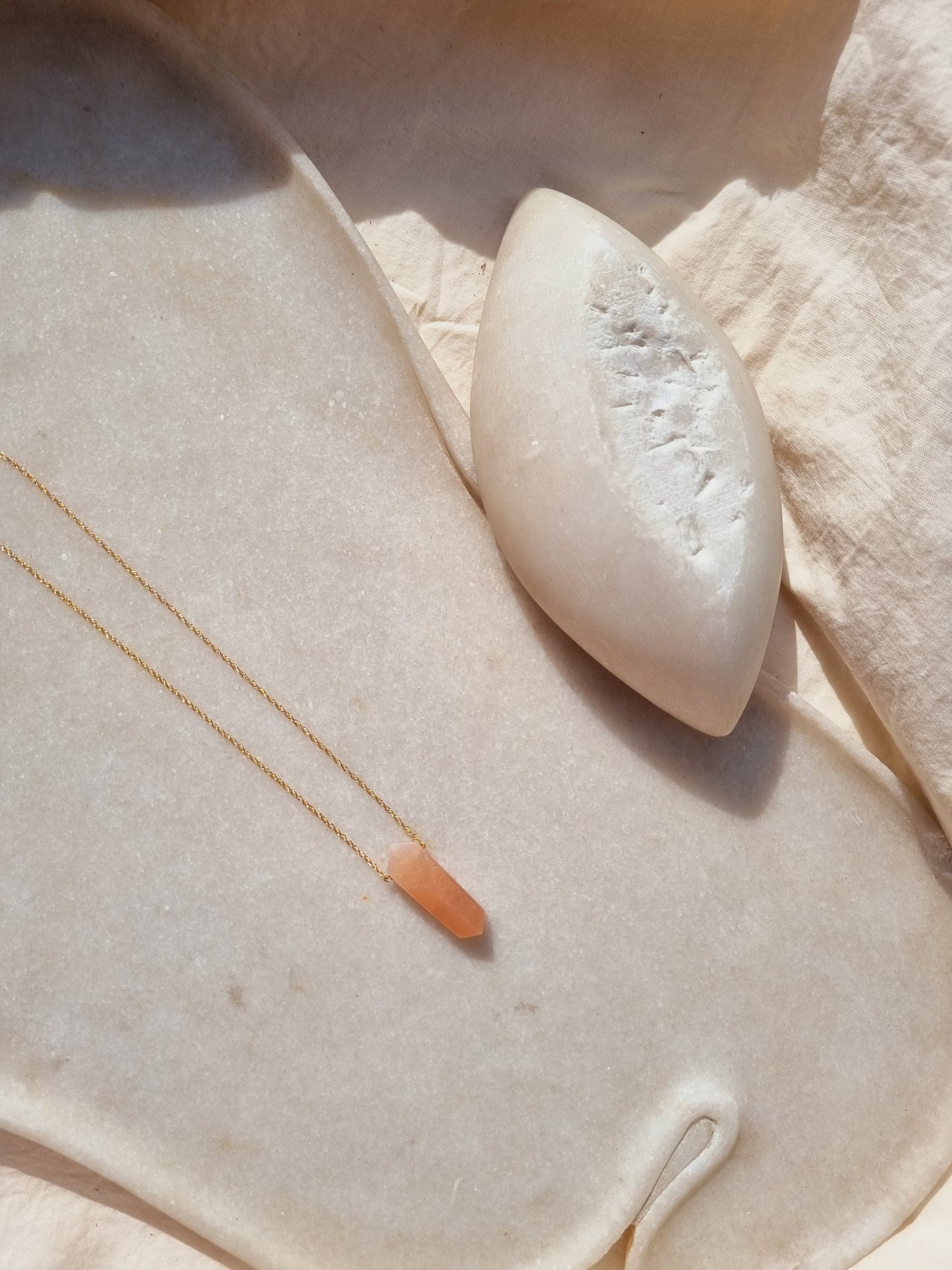 avya - Peach Moonstone Bullet Pendant