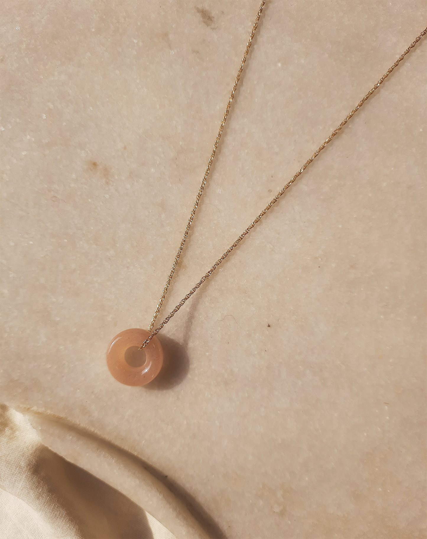 svan - Peach Moonstone Donut Pendant
