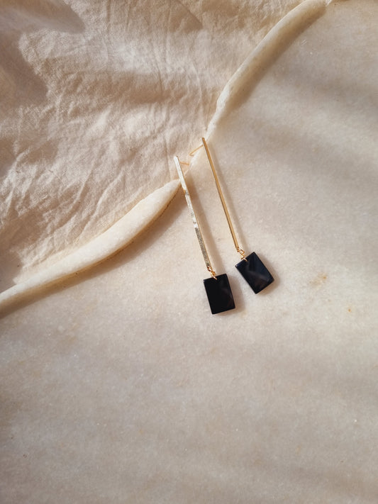aryaa - Black Onyx Stick Earrings