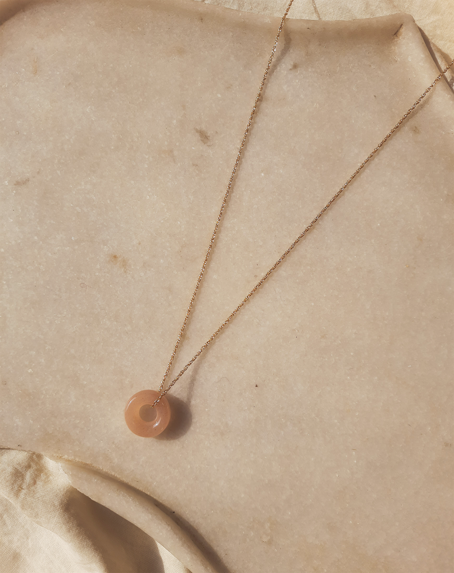 svan - Peach Moonstone Donut Pendant