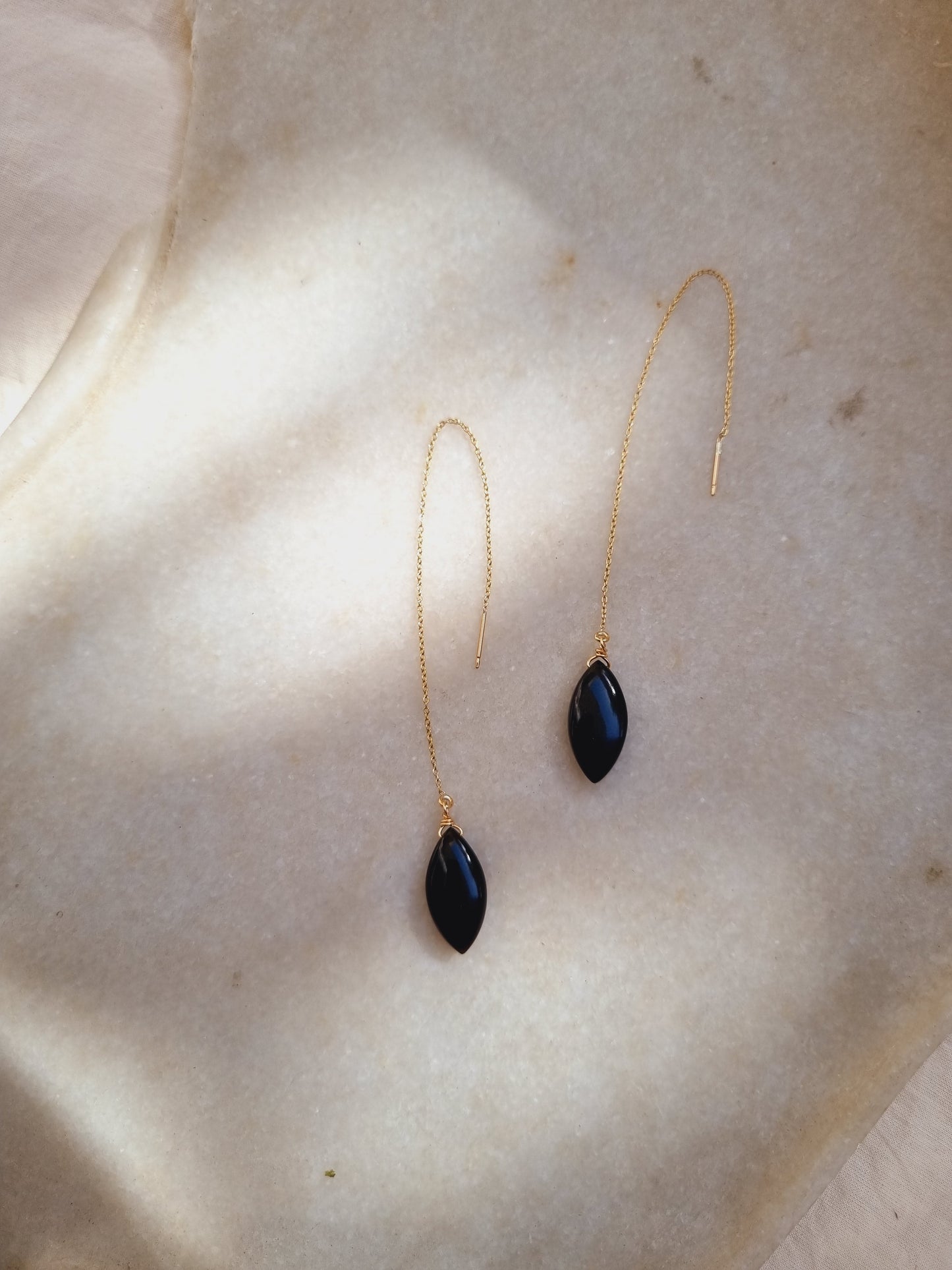 riyate - Black Onyx Marquise Threader Earrings