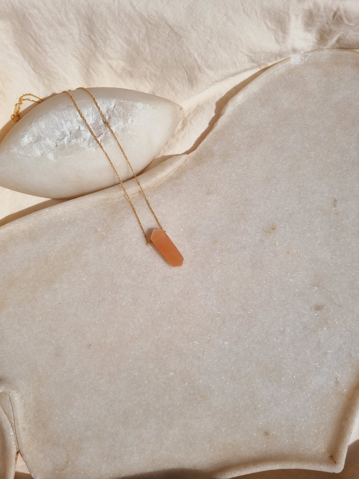 avya - Peach Moonstone Bullet Pendant