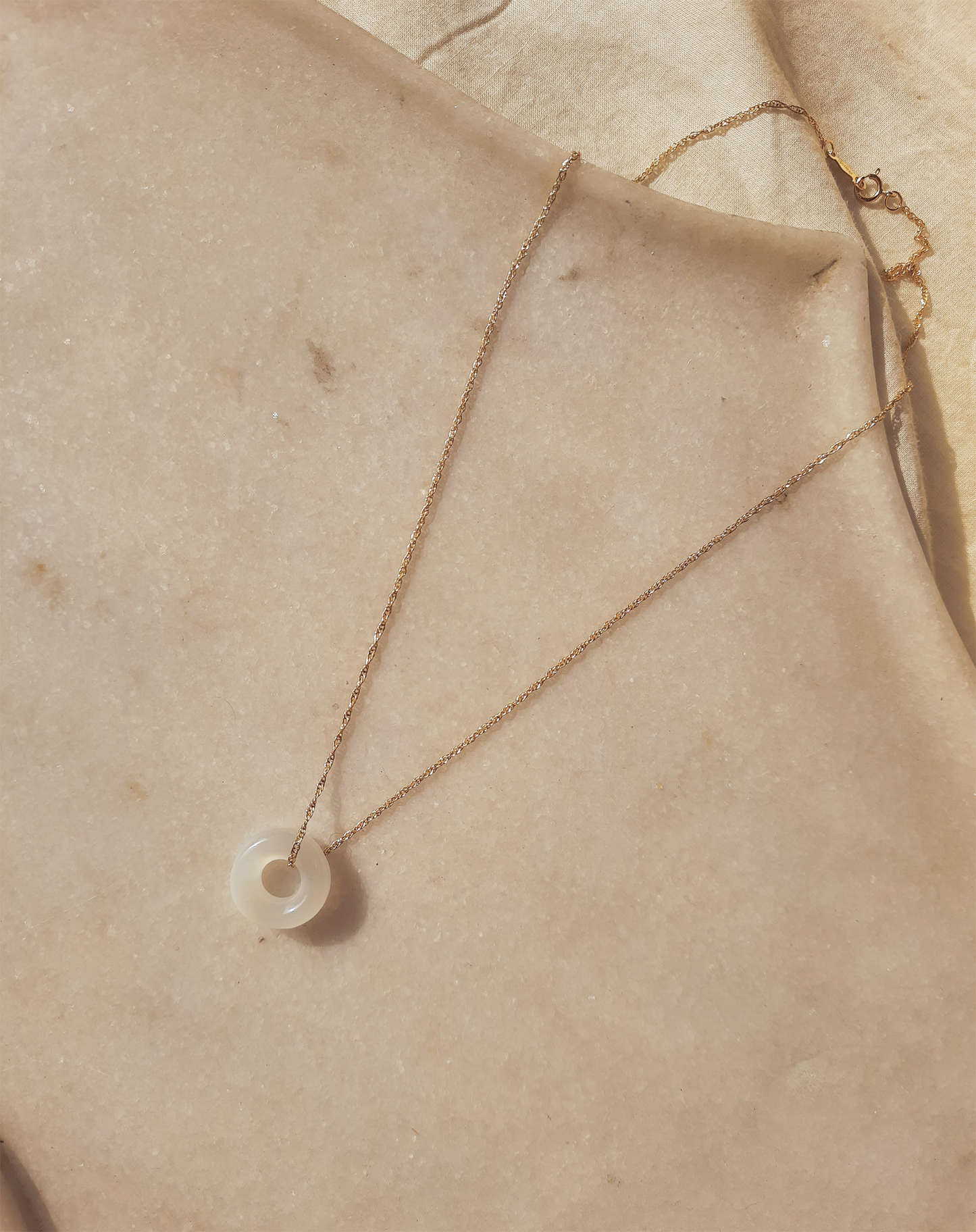 svan - White Moonstone Donut Pendant