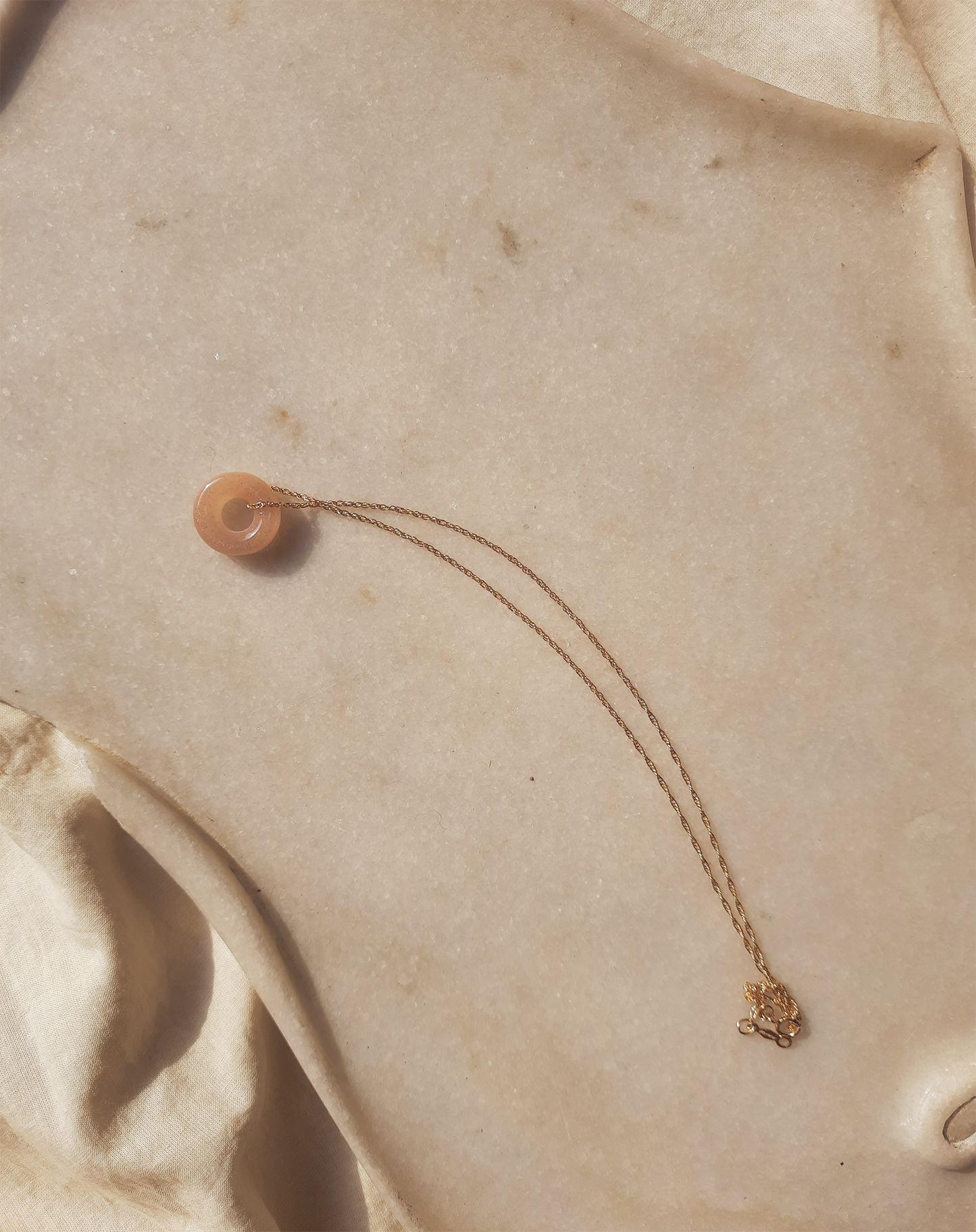 svan - Peach Moonstone Donut Pendant