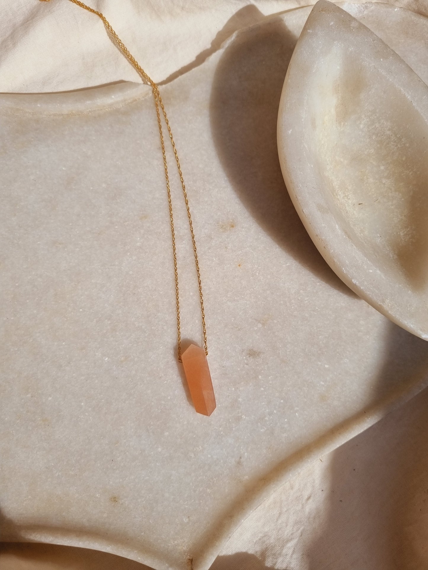 avya - Peach Moonstone Bullet Pendant