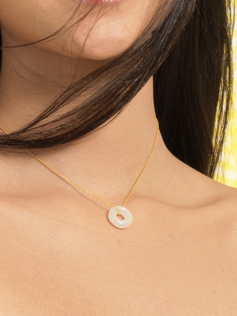 svan - White Moonstone Donut Pendant