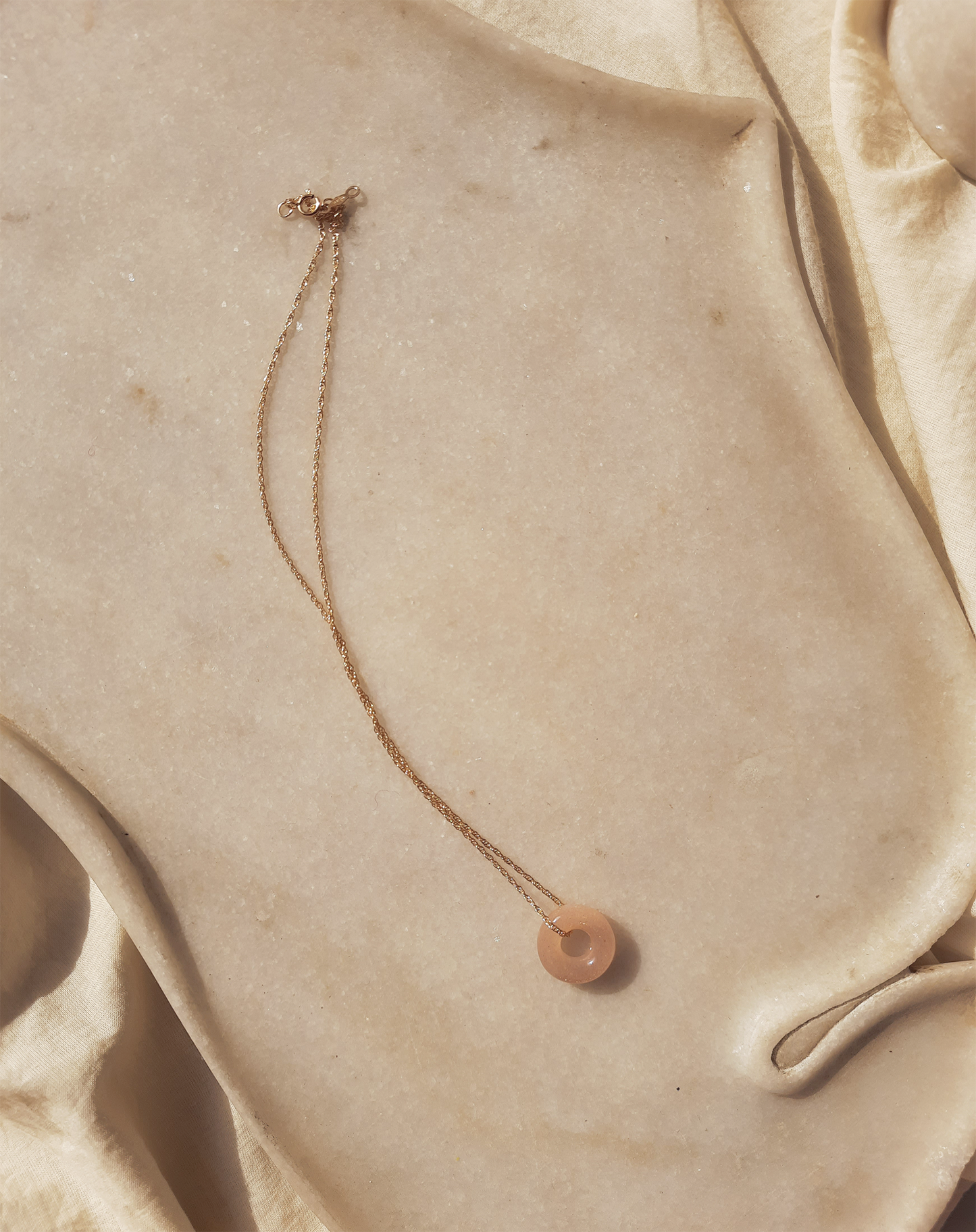 svan - Peach Moonstone Donut Pendant