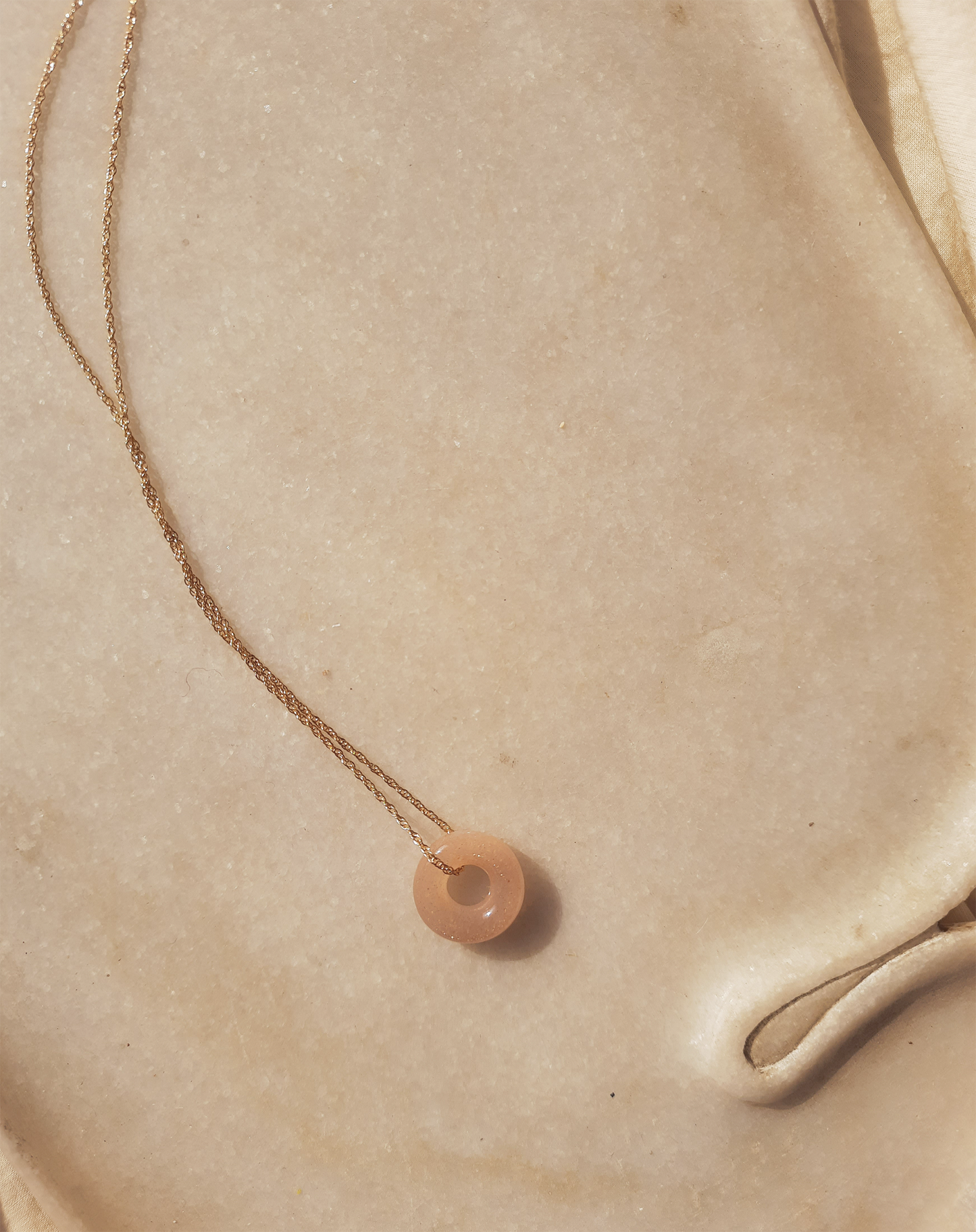 svan - Peach Moonstone Donut Pendant
