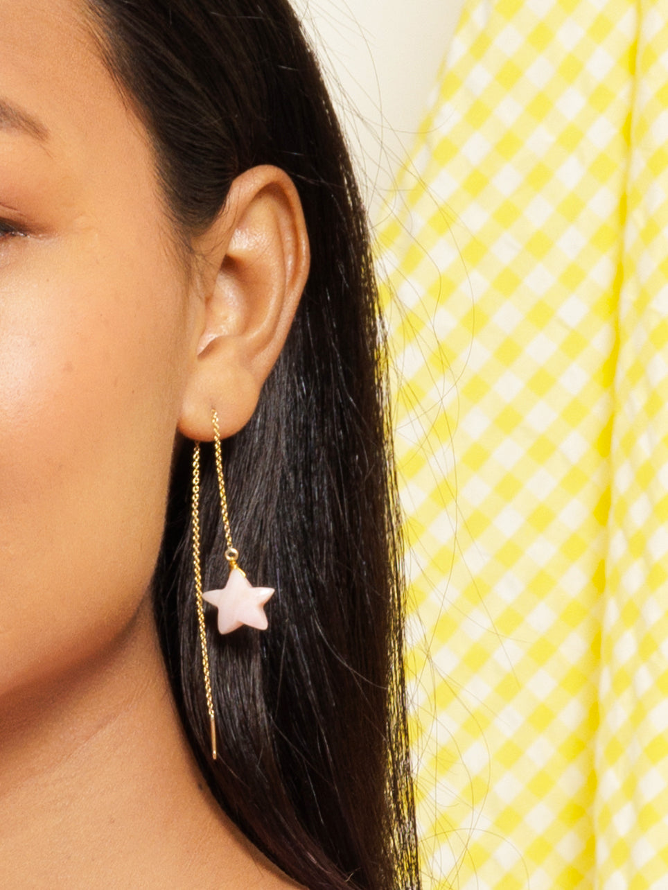 krsaa - Pink Opal Star Threader Earrings