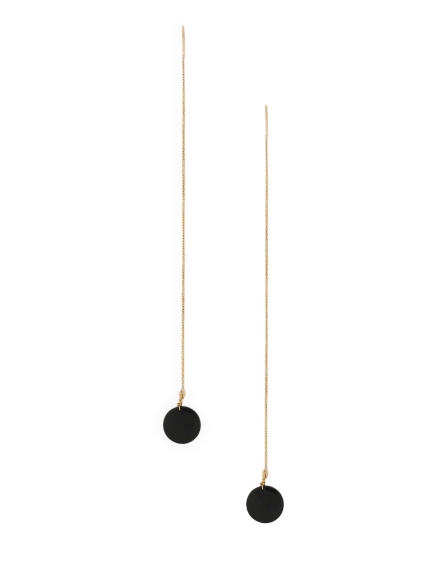 pasya - Black Onyx Coin Threader Earrings