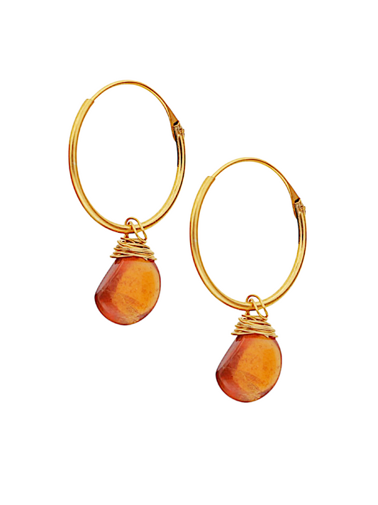 vars - Hessonite Quarter Moon Endless Hoops