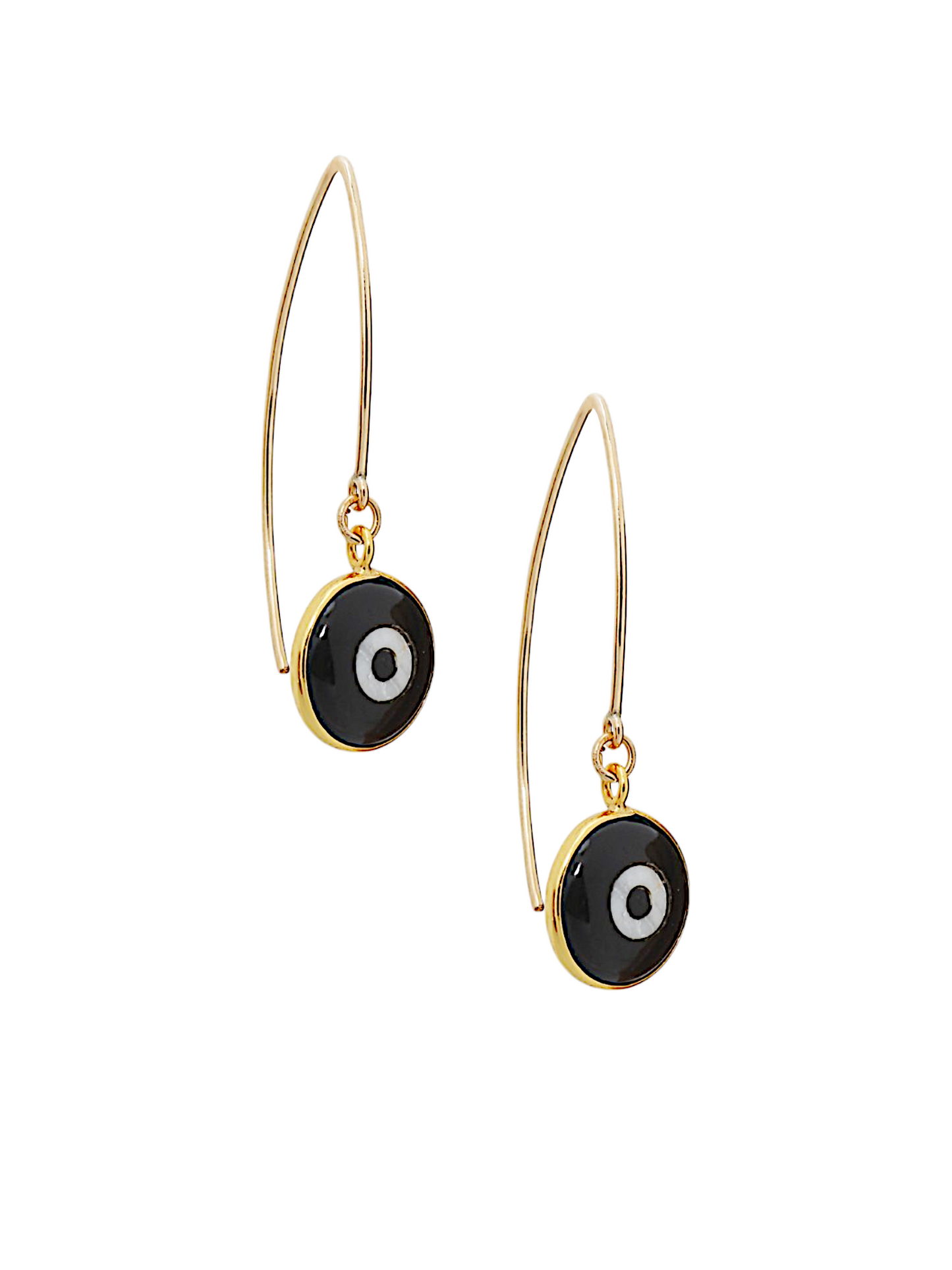 vasaa- Black Onyx Howlite Evil Eye Earwire