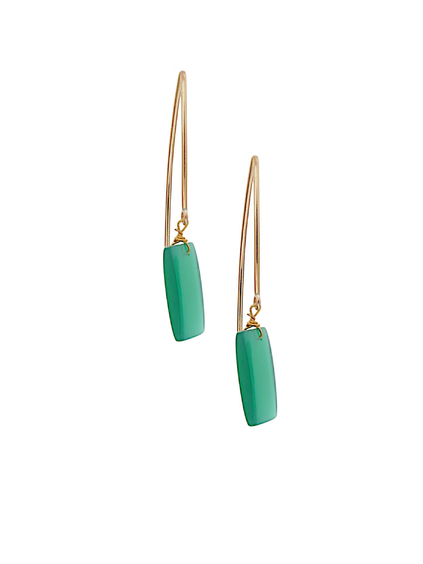 karames - Green Onyx Rectangle Marquise Earwire