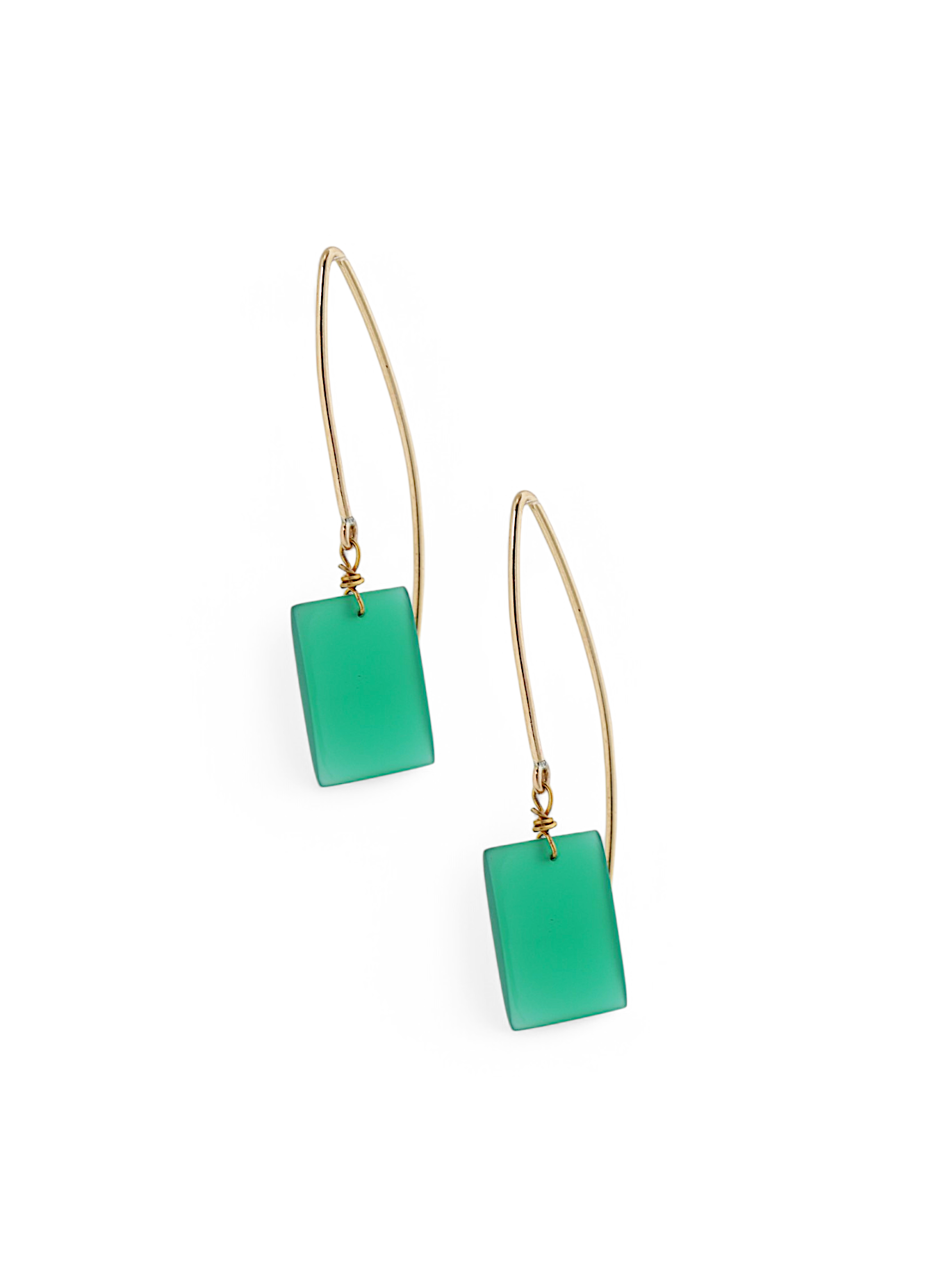 karames - Green Onyx Rectangle Marquise Earwire