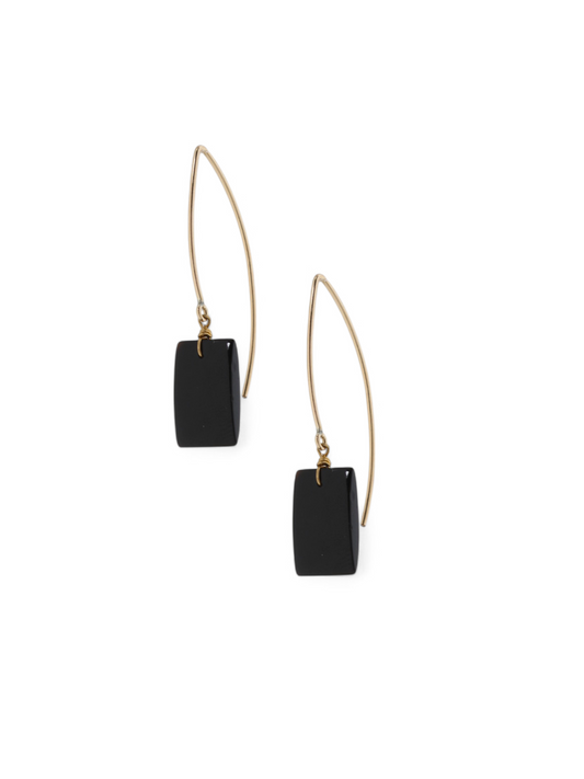 karames - Black Onyx Rectangle Marquise Earwire