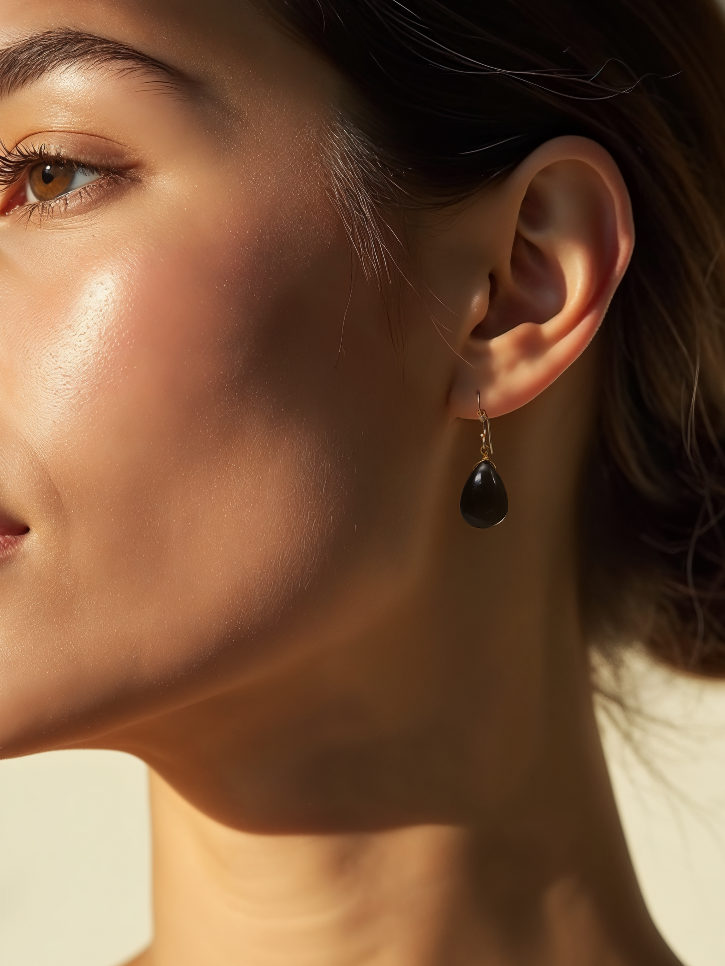 idam - Black Onyx Almond Drop Earrings