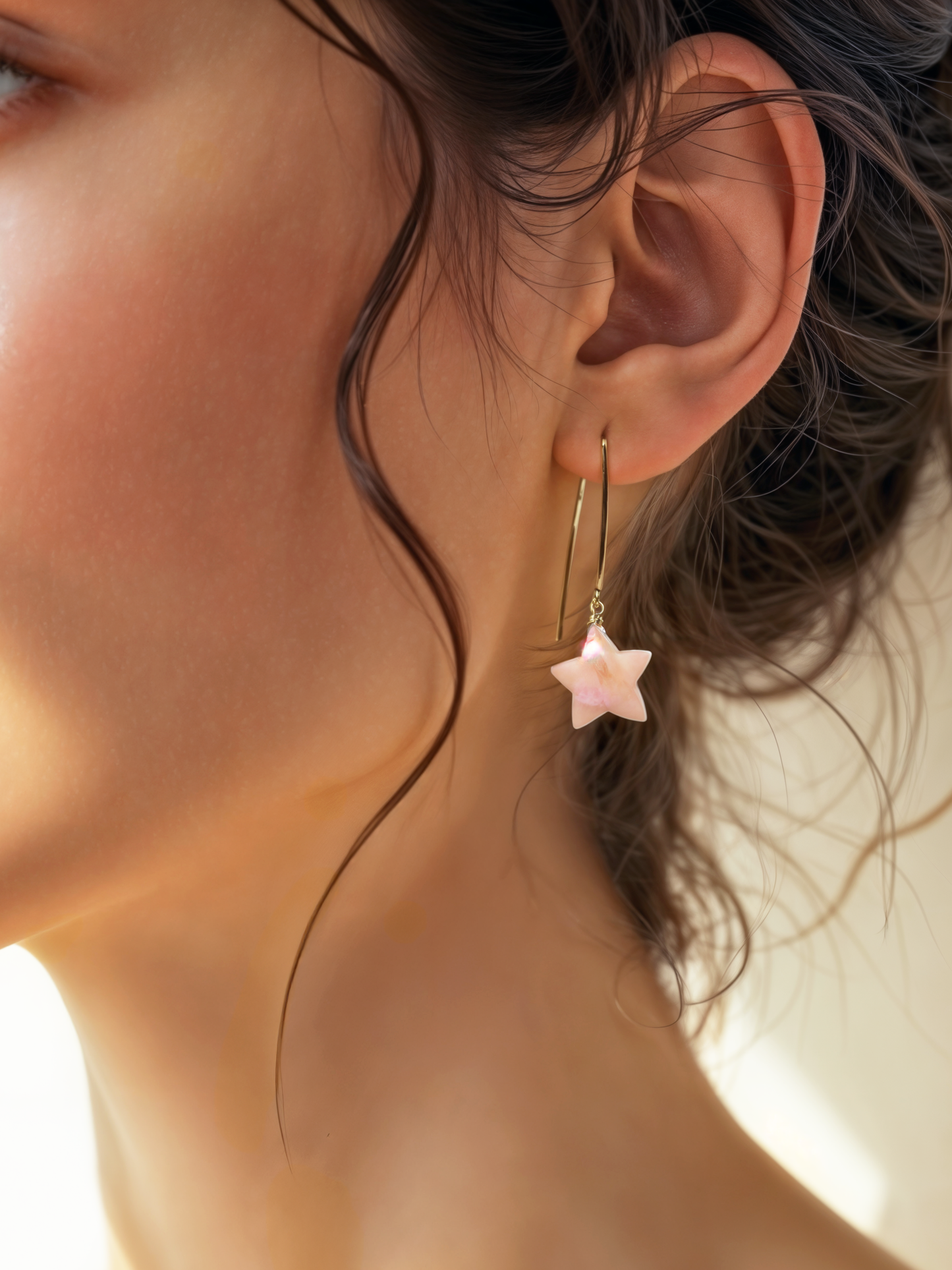 krs - Pink Opal Star Marquise Earwire