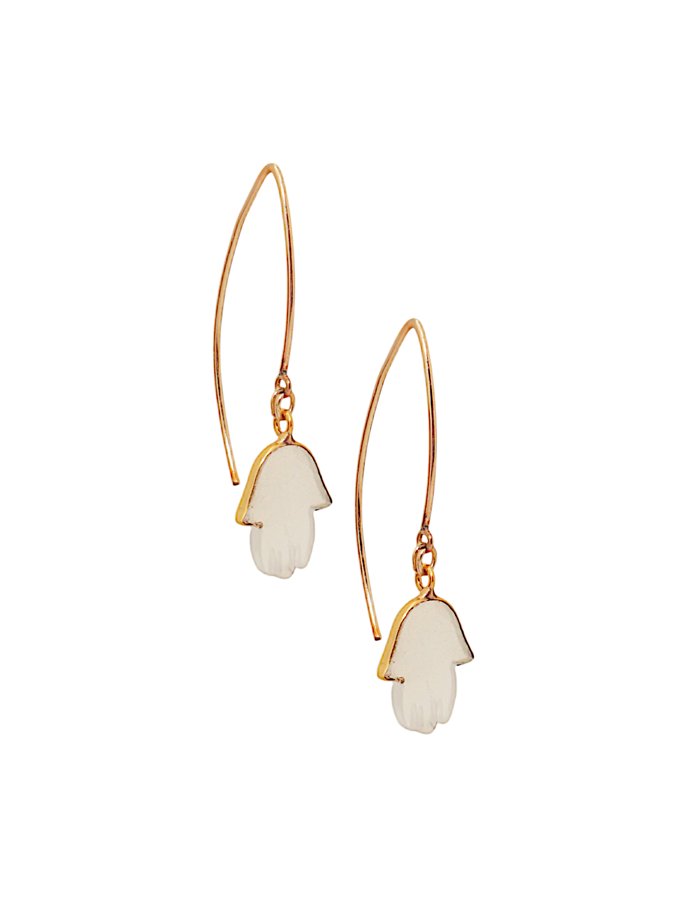 vaapi - White Moonstone Hamsa Marquise Earwire