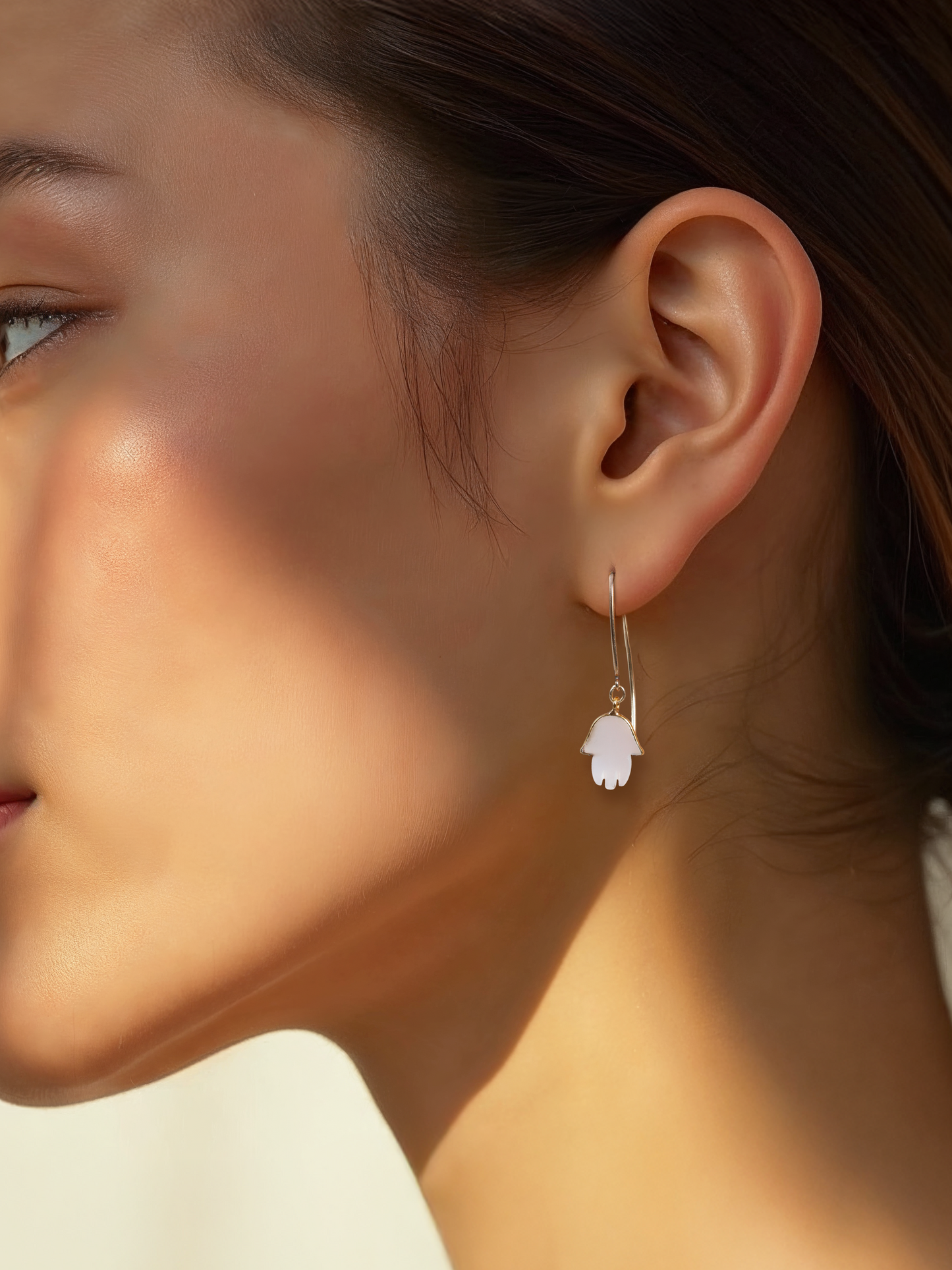 vaapi - White Moonstone Hamsa Marquise Earwire
