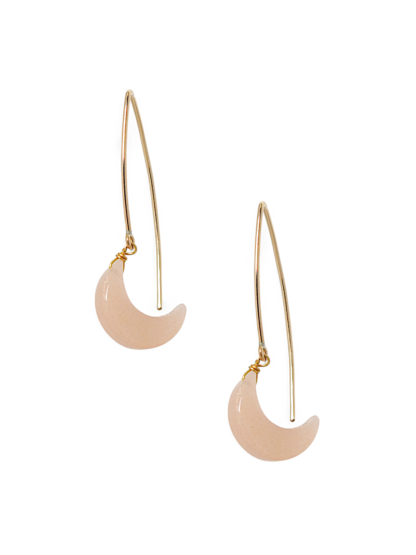 vasika - Peach Moonstone Luna Marquise Earwire