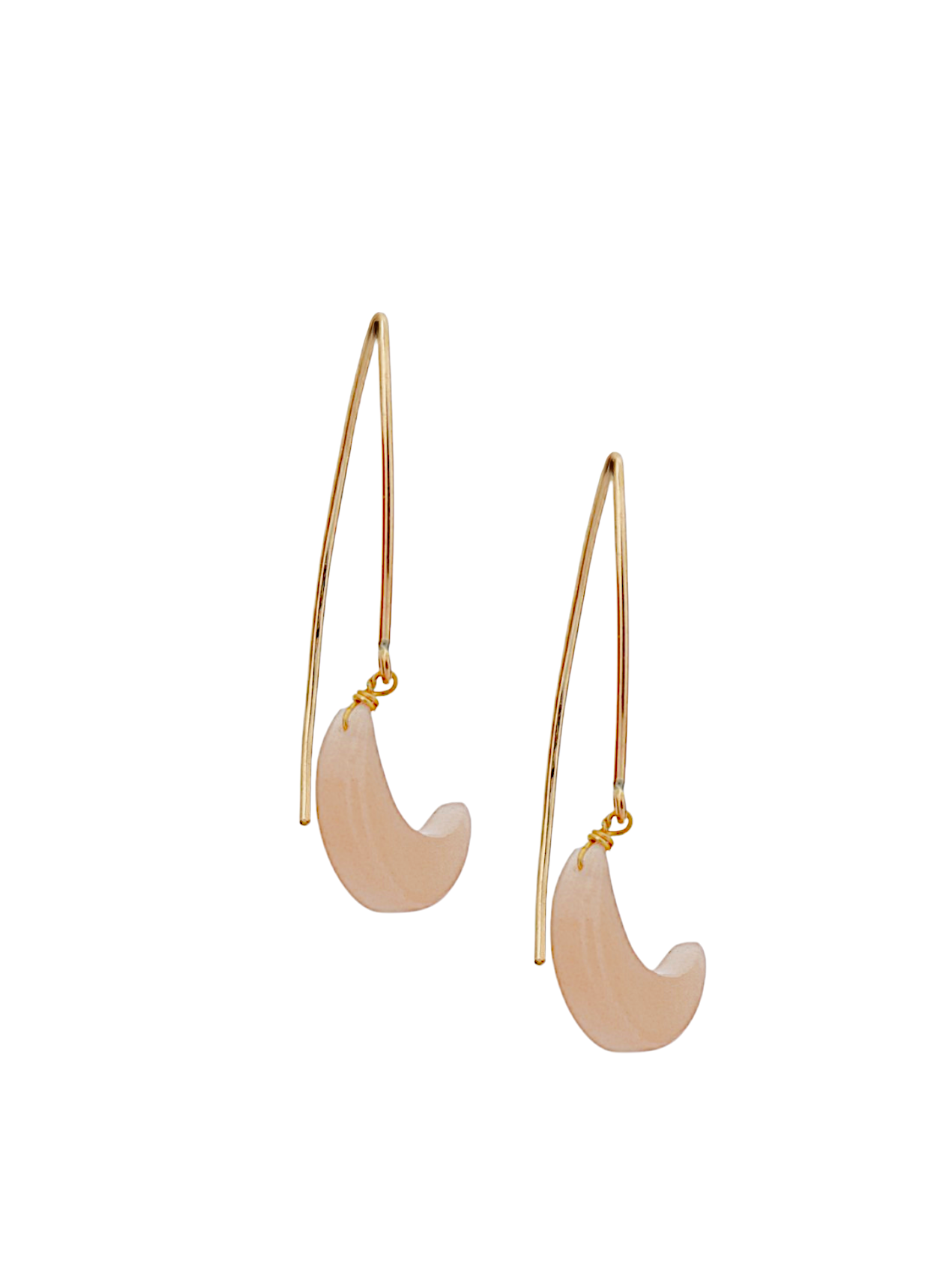 vasika - Peach Moonstone Luna Marquise Earwire