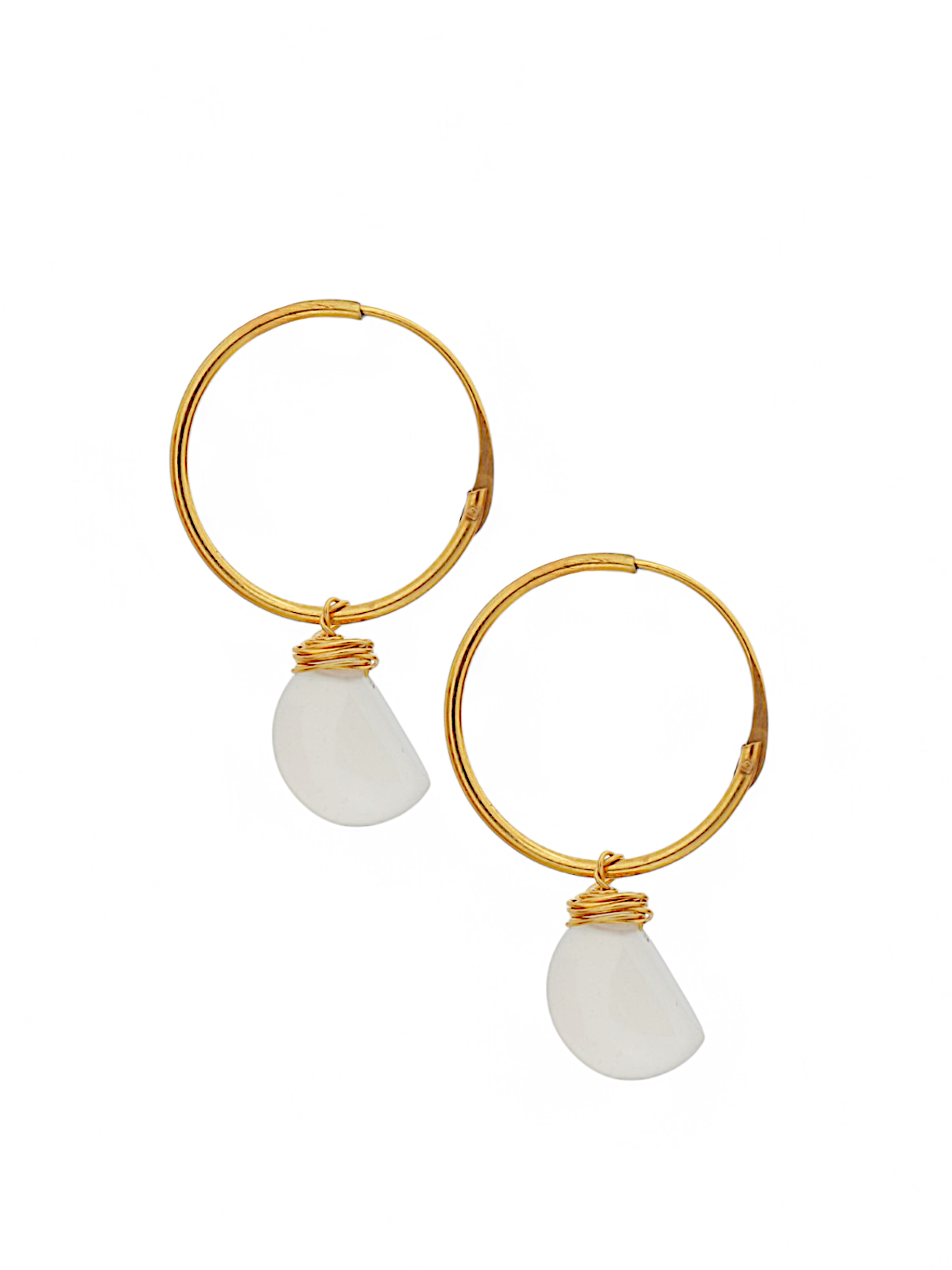 vars - White Moonstone Quarter Moon Endless Hoops