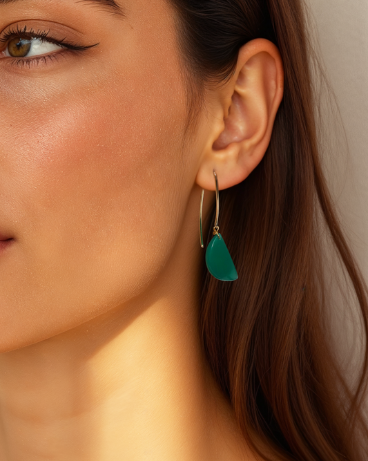 manava - Green Onyx D Marquise Earwire