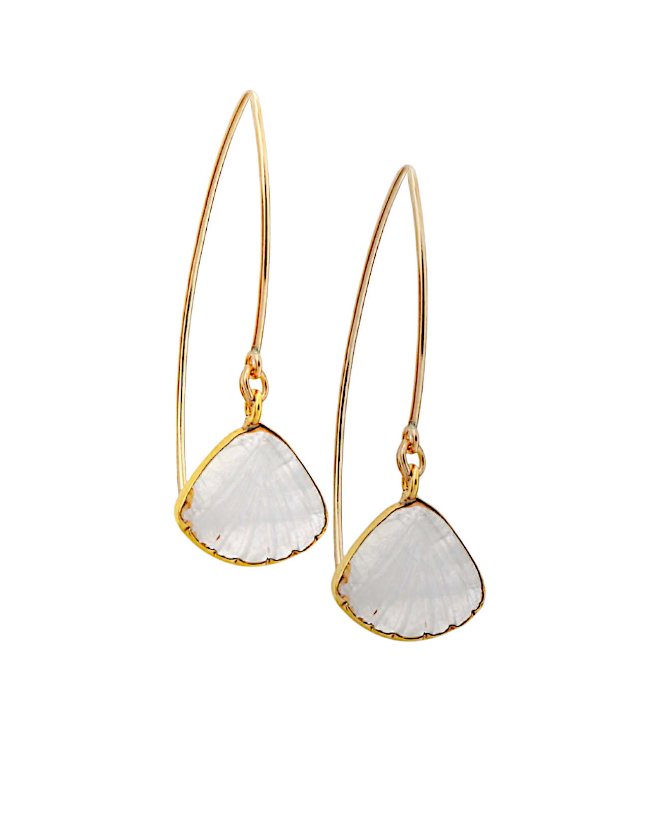 sankh - Rainbow Moonstone Shell Marquise Earwire