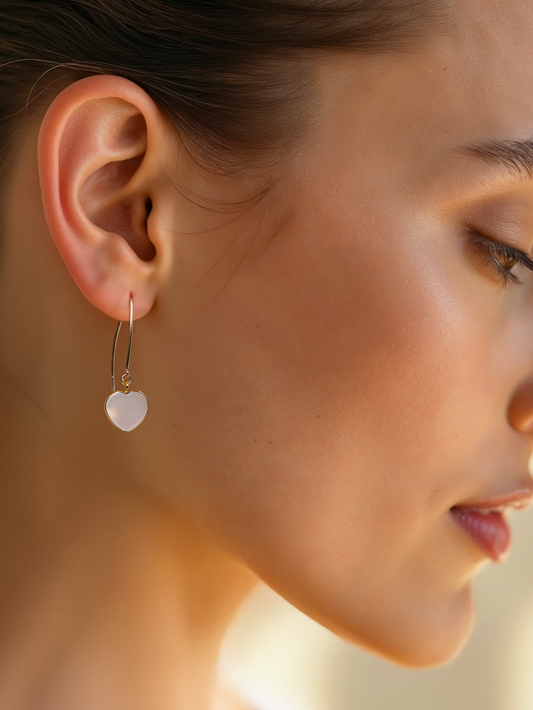 pivaa - White Moonstone Heart Marquise Earwire