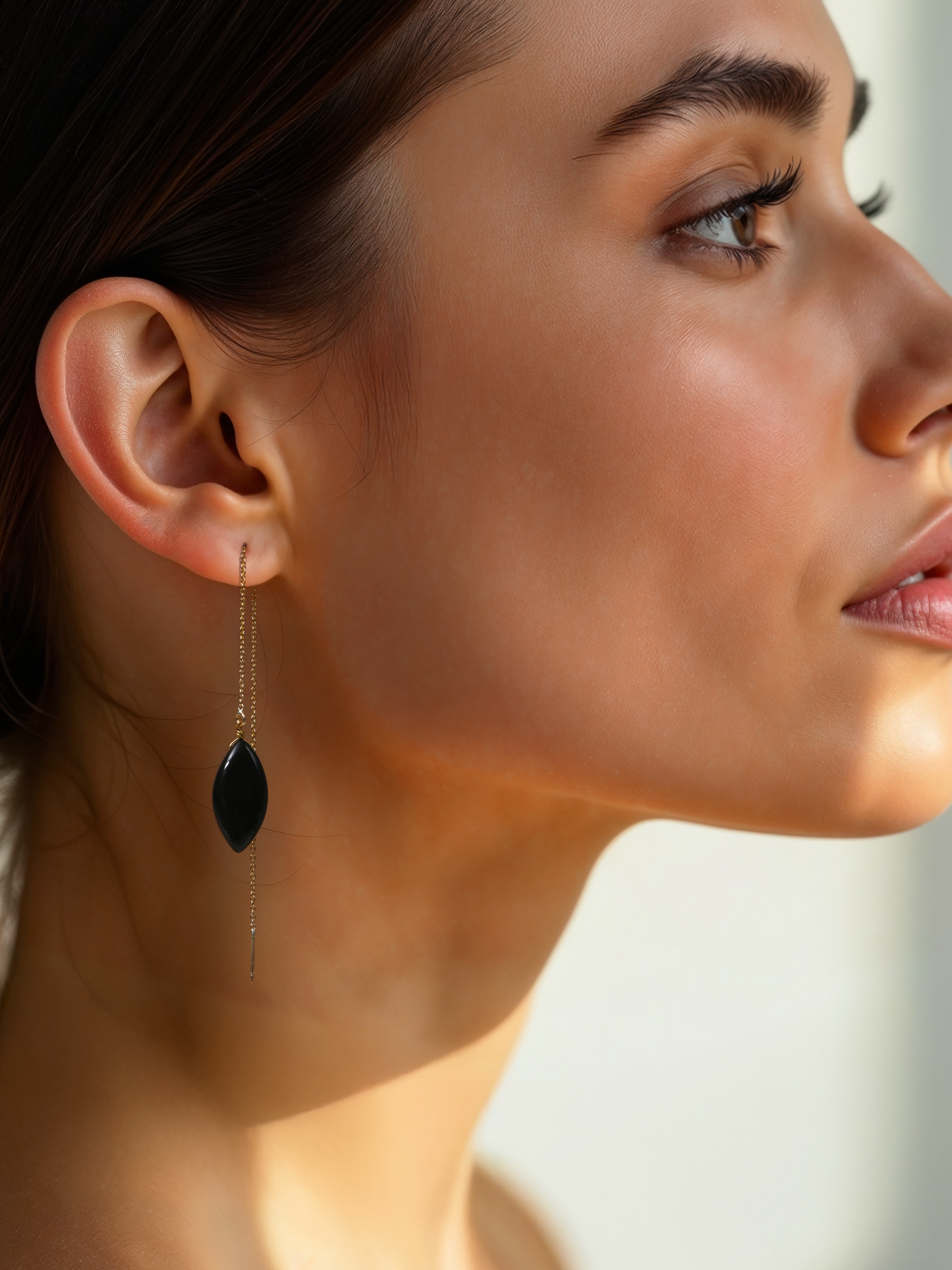 riyate - Black Onyx Marquise Threader Earrings