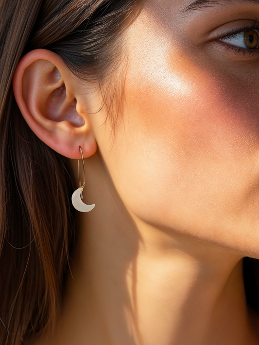 vasika - White Moonstone Luna Marquise Earwire