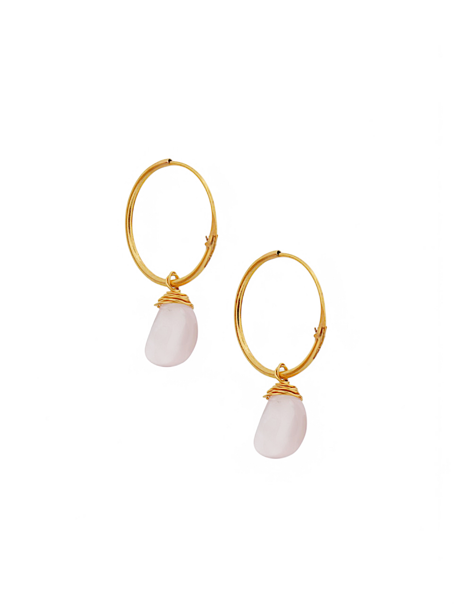 vars - Rose Quartz Quarter Moon Endless Hoops