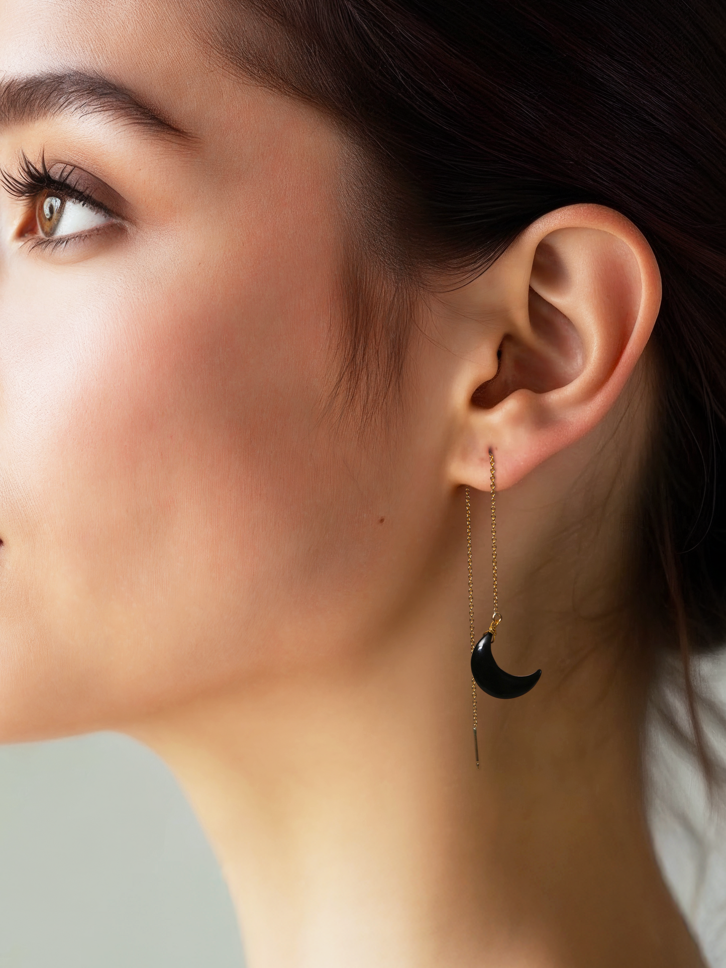 athaya - Black Onyx Luna Threader Earrings