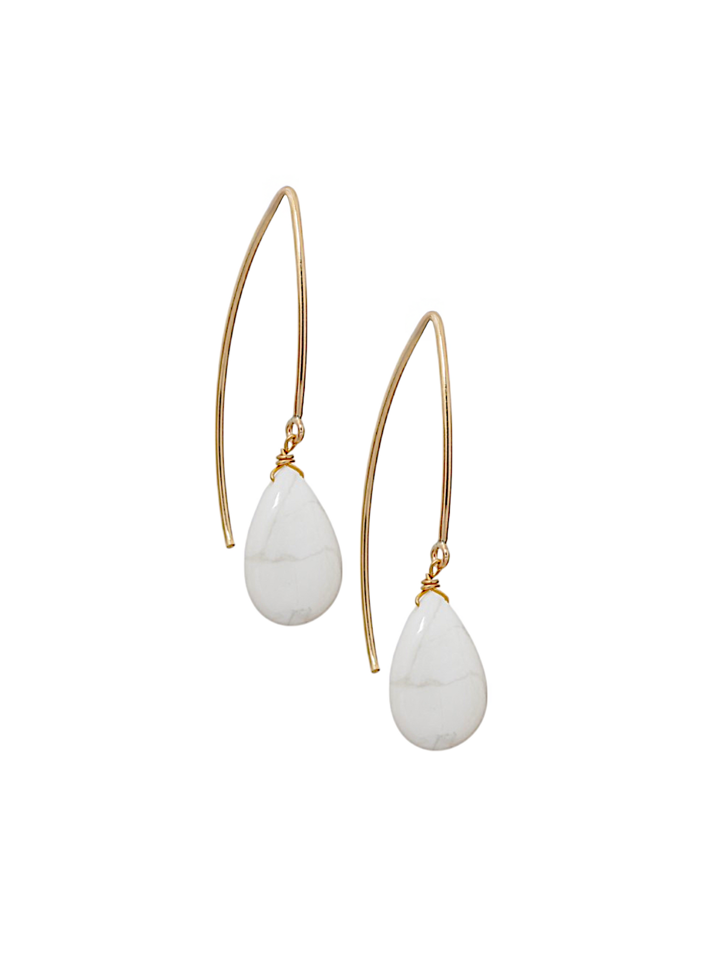 prati - Howlite Almond Drop Marquise Earwire