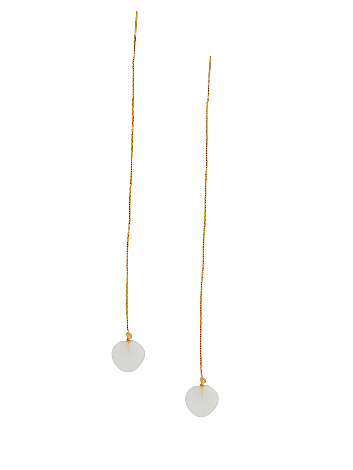 adyati - White Moonstone Heart Threader Earrings