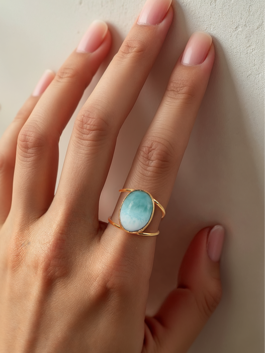 vartha - Larimar Olivia Ring